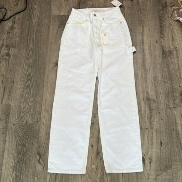 Good American NWT Good '90s High Waist Carpenter Jeans Size 26 Baggy White - Picture 3 of 13